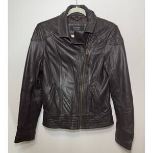 Guess Women's Genuine Leather Moto Jacket - Size Small